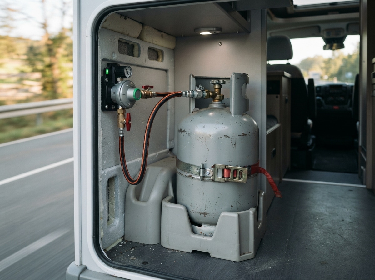 Gasflasche Wohnmobil während Fahrt