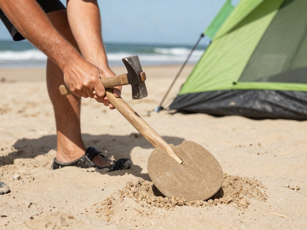 Zelt auf Sand befestigen
